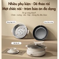 [Bản cao cấp] Nồi lẩu điện đa năng chiên xào 4L Bear DHG-C40W2 1500W, Nồi điện đa năng kèm chảo và khay hấp.LUTIMART