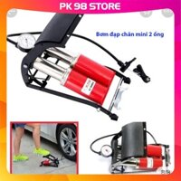 BẢN CAO CẤP PRO - Bơm Khỏe Nhanh và Bền - Bơm đạp chân mini 2 ống bơm xe đạp xe Máy, Ô Tô, Bơm Phao, Bơm Bóng