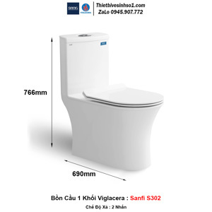 Bàn cầu 1 khối Sanfi S302