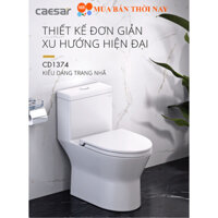 Bàn cầu một khối Caesar CD1374, bồn cầu một khối nắp êm, mẫu mới 2022