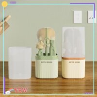 Bàn chải bình sữa silicon cho bé YEW, Giá phơi kết hợp Bàn chải làm sạch xoay 360 độ, Bộ dụng cụ làm sạch tay cầm dài bằng silicon