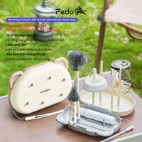 Bàn chải bình sữa tiện lợi FEDO, bàn chải vệ sinh bình sữa, bàn chải bình sữa dành riêng cho trẻ em, bàn chải silicon  du lịch