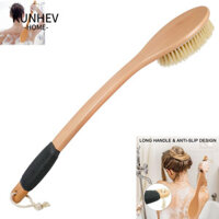 Bàn chải chà lưng KUNHEV, Bàn chải tắm bằng gỗ tẩy tế bào chết da, Sử dụng ướt hoặc khô Tay cầm dài Massage Bàn chải tắm toàn thân cho nam nữ