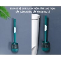 Bàn chải chà rửa nhà vệ sinh, nhà tắm - Chổi cọ toilet gắn tường - Cây cọ silicon có bình chứa xà phòng tiệng dụng