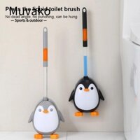 Bàn chải chà sàn nhà vệ sinh MUVAKO, Bàn chải vệ sinh bằng silicon Bàn chải vệ sinh treo tường, Bàn chải phẳng silicon hình chim cánh cụt treo tường Nhà vệ sinh