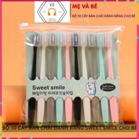 Bàn Chải Đánh Răng Cho Bé, Bộ 10 Cây Bàn Chải Có Lắp Đậy, Chất Liệu Sợi Cotton Mềm Mại, Hàng Nhập Khẩu Hàn Quốc