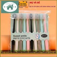 Bàn Chải Đánh Răng Cho Bé, Bộ 10 Cây Bàn Chải Có Lắp Đậy, Chất Liệu Sợi Cotton Mềm Mại, Hàng Nhập Khẩu Hàn Quốc