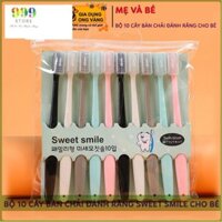 Bàn Chải Đánh Răng Cho Bé, Bộ 10 Cây Bàn Chải Có Lắp Đậy, Chất Liệu Sợi Cotton Mềm Mại, Hàng Nhập Khẩu Hàn Quốc