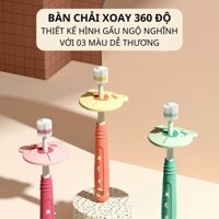 Bàn chải đánh răng siêu mềm cho bé xoay 360 độ cầm tay Từ 6-12 tháng có vách ngăn an toàn