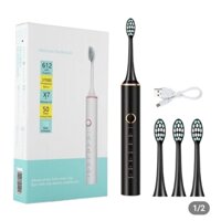 Bàn Chải Điện Đa Năng Thông Minh TEKKIN TI-208 Sạc USB 2.0 Sóng Âm Tặng Kèm 3 Đầu Thay Thế