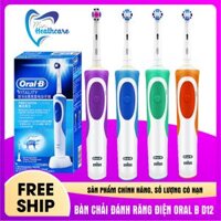 Bàn chải điện Oral b D12 chính hãng sạc cảm ứng, nhắc sau 2 phút, bảo hành 12 tháng