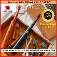 Bàn chải điện thông minh HomeSkill 💔FREESHIP💔 [ Bản Quốc Tế ] - 5 Chế độ tự động - Lông Mềm Sóng Âm Chống Nước IPX7
