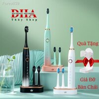 Bàn Chải Điện Tự Động 5 in 1 Cao Cấp JIALAIYA X100 Tẩy Trắng Răng Máy Đánh Răng Lông Mềm Cho Bé Tặng 5 Đầu Bàn Chải Điện