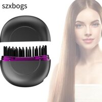 Bàn chải duỗi tóc SZXBOGS, Máy duỗi không dây Mini, Lược tạo kiểu nóng có thể sạc lại Ion âm mịn