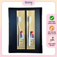 Bàn chải khách sạn dùng 1 lần, bàn chải đánh răng dùng cho nhà nghỉ, khách sạn, homestay, trắng sứ kem đỏ đóng túi Kraft