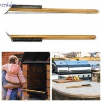 Bàn chải làm sạch lò nướng bánh Pizza DALEE, Tay cầm bằng gỗ có thể tái sử dụng Bàn chải Pizza tay cầm dài, Dụng cụ làm sạch nướng thịt nướng Tay cầm dài chống trượt có dụng cụ cạo Bàn chải nướng nướng nướng cắm trại