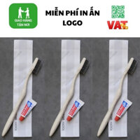 Bàn chải lúa mạch 100 bộ đóng túi màng ngọc. Lông mềm, giá rẻ chuyên dụng cho đồ dùng 1 lần khách sạn, nhà nghỉ cao cấp