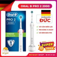 Bàn Chải Máy Đánh Răng Điện Oral-B Pro 2 2000 Chính Hãng, Nhập Khẩu Từ Đức, Pin Dùng 14 Ngày [Bảo Hành 6 Tháng]
