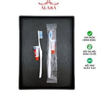 Bàn chải nhà nghỉ khách sạn, bàn chải đánh răng dùng 1 lần, Bịch 100 chiếc bàn chải trắng 34 kem đỏ đóng túi nilon