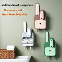 Bàn chải quần áo đa chức năng 3 trong 1, bàn chải giày, hộp lưu trữ xà phòng, tổ chức bàn chải quần áo và bàn chải giày