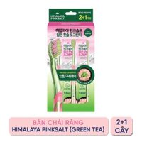 Bàn chải răng Bamboo Salt Himalaya Pink Salt Green Tea vỉ  2 + 1