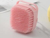 Bàn chải silicon gội đầu massage cho trẻ em và người lớn- Dụng cụ chà lưng, tay chân tạo bọt silicon mềm mại - Hồng
