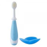Bàn chải silicone kèm nắp chặn an toàn cho bé Animo (xanh, RKX4025)