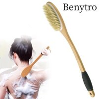 Bàn chải tắm BENYTRO, Bàn chải chà lưng tẩy tế bào chết da có tay cầm dài, Bàn chải tắm tắm toàn thân bằng gỗ ướt hoặc khô dành cho nam nữ