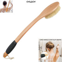 Bàn chải tắm CHLOCH, Bàn chải chà lưng tay cầm dài bằng gỗ, Sử dụng ướt hoặc khô Massage tẩy tế bào chết toàn thân Bàn chải tắm cho nam nữ