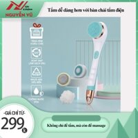 Bàn Chải Tắm Điện Tự Động - Kèm 4 đầu đá kỳ bông cọ chà lưng siêu thoải mái tặng băng đô dễ thương