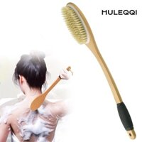 Bàn chải tắm HULEQI, Bàn chải chà lưng Massage tay cầm dài, Dụng cụ tẩy tế bào chết bằng gỗ ướt hoặc khô Sử dụng Bàn chải tắm toàn thân cho nam nữ