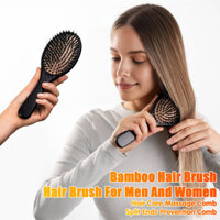 Bàn chải tóc khô ướt Lông mềm Bàn chải tóc Tay cầm bằng gỗ Massage da đầu Lược gỡ rối cho nam nữ Dụng cụ tạo kiểu di động Không cần dầu gội