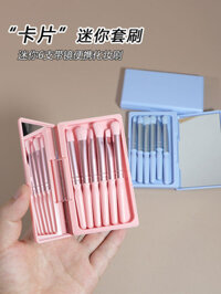 Bàn chải trang điểm Mini Bộ nhỏ di động có hộp gương Bộ 6 cọ trang điểm du lịch Kem che khuyết điểm nhỏ Bàn chải phấn mắt