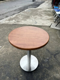 Bàn chân inox mặt gỗ tròn