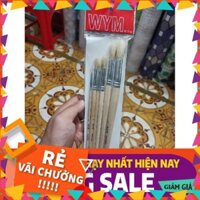 [BÁN CHẠY]  Bộ cọ vẽ cao cấp 6 cây đầu tròn , lông lẹn trắng dài.