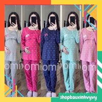 [BÁN CHẠY] Bộ Đồ Bầu Sau Sinh Cho Con Bú PINKY Dài Tay