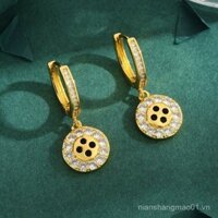 Bán chạy Bông tai nút tròn Kẹp tai phong cách châu Âu và Mỹ Trang sức zircon viền nhẹ sang trọng cho phụ nữ Nguồn 1TMF