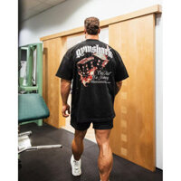 Bán chạy Chris Gym Shark Dice In Hình Tay Ngắn Thể Dục Thể Thao Rời Áo Thun Hấp Thụ Mồ Hôi Lớn Kích Thước Châu Âu Và Mỹ 124