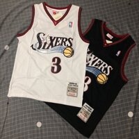 Bán chạy Philadelphia 76ers Iverson No. Đồng phục thi đấu đội bóng rổ thêu NBA 3 Jersey Retro 868321