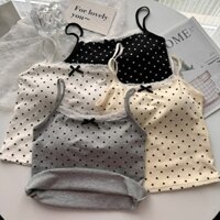 Bán chạy Pure Desire Chấm Bi Nhỏ Camisole Áo Vest Lưng Đẹp Phong Cách Một Mảnh Có Miếng Lót Ngực Quấn Ngực Đáy Ngắn Áo Ngắn