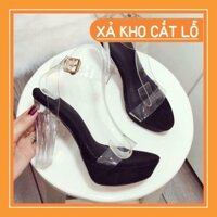 [BÁN CHẠY-RẺ NHẤT] [XÃ KHO]Giày sandal cao gót 12 cm, gót trong suốt quai quai ngang phammang2305 shopgiay3810