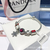 Bán chạy tại cửa hàng boutique, sẵn có trong kho, vòng tay Pandora _ phiên bản giới hạn mắt mèo đỏ và bông tuyết FDD66 9TgO