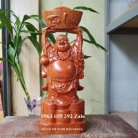 [BÁN CHẠY]TƯỢNG PHẬT DI LẶC DÂNG BÁT VÀNG BẰNG GỖ HƯƠNG CAO 40 CM