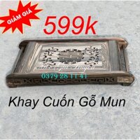 Bàn chè ấm chén cuốn thư phòng khách gỗ mun 2 cỡ