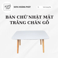Bàn chữ nhật mặt trắng chân gỗ
