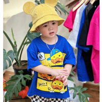 (BẢN CỔ RỘNG)ÁO THUN XANH COBAN VỊT VÀNG CUTE Form Rộng 100% Cotton 2C , Dày dặn , thấm hút mồ hôi