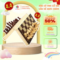 Bàn cờ vua gỗ sồi gắn đế nam châm 32 quân, cờ vua bé phát triển tư duy trí não và sáng tạo