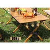 BÀN CUỘN DÃ NGOẠI CẮM TRẠI, BÀN NHÔM GẤP GỌN VÂN GỖ ỐC CHÓ, CONTOOSE