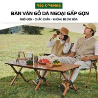 Bàn dã ngoại cắm trại cao cấp nhôm vân gỗ, kích thước cực lớn 118*60*45cm