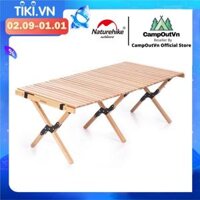 Bàn dã ngoại Naturehike campoutvn cắm trại du lịch glamping kệ gỗ xếp gấp sang trọng có túi đựng kèm A101